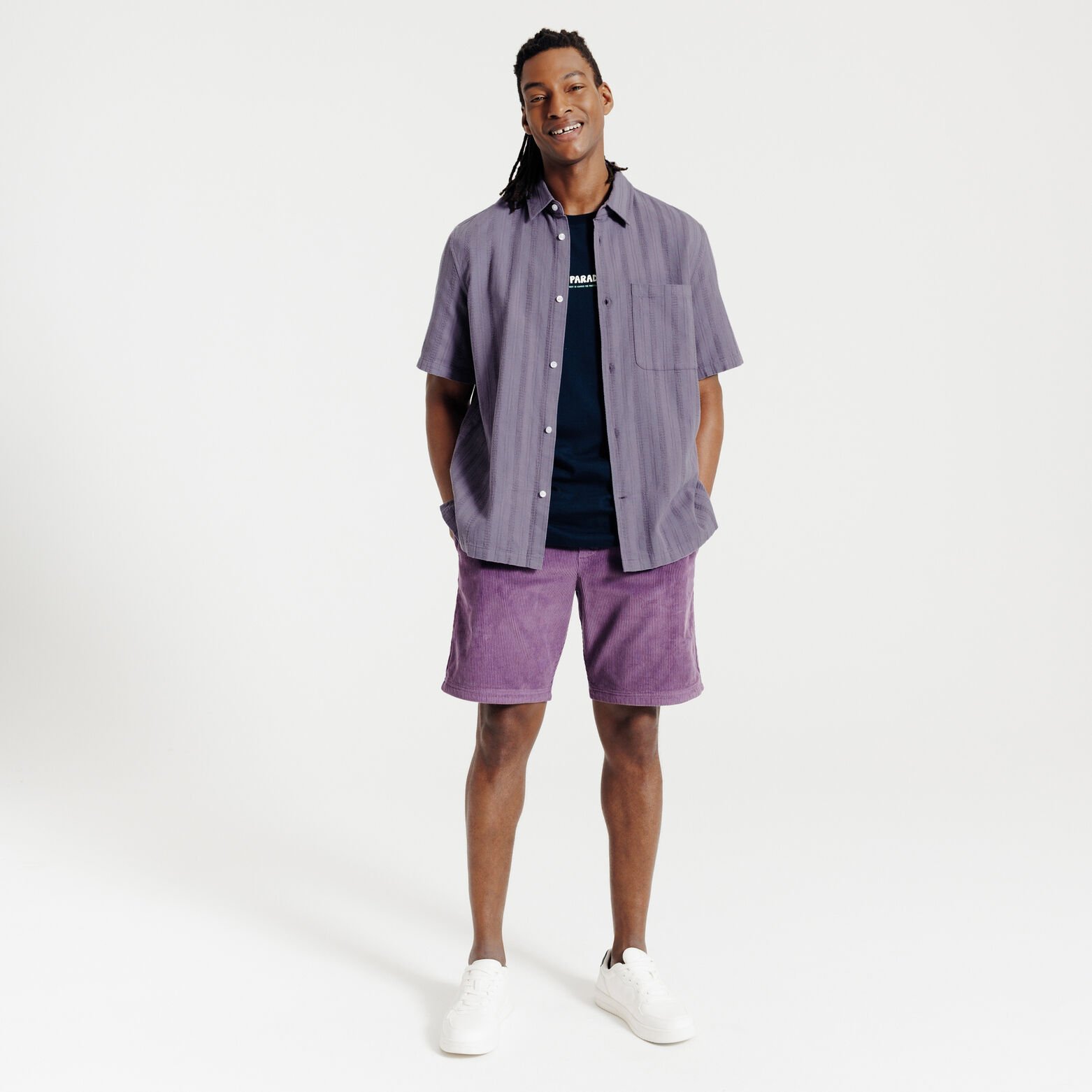 Chemisette en coton ray&eacute;e ton sur ton