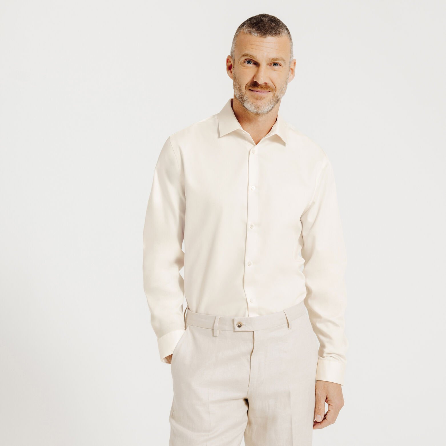 Chemise sans repassage en coton unie slim