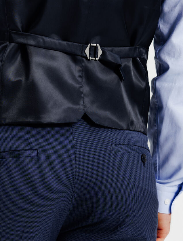 Slim fit kostuumgilet met pied-de-puce-motief