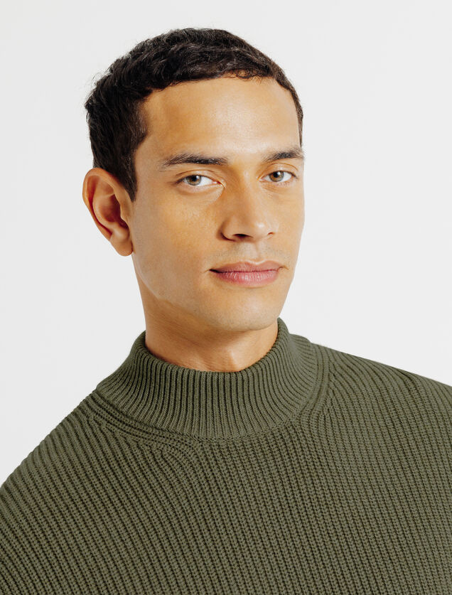 Pull col chemin&eacute;e en c&ocirc;te