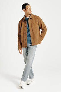 Leren jack met knopen