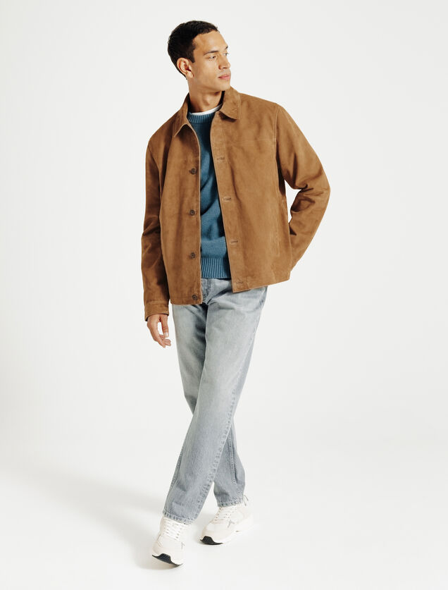 Leren jack met knopen