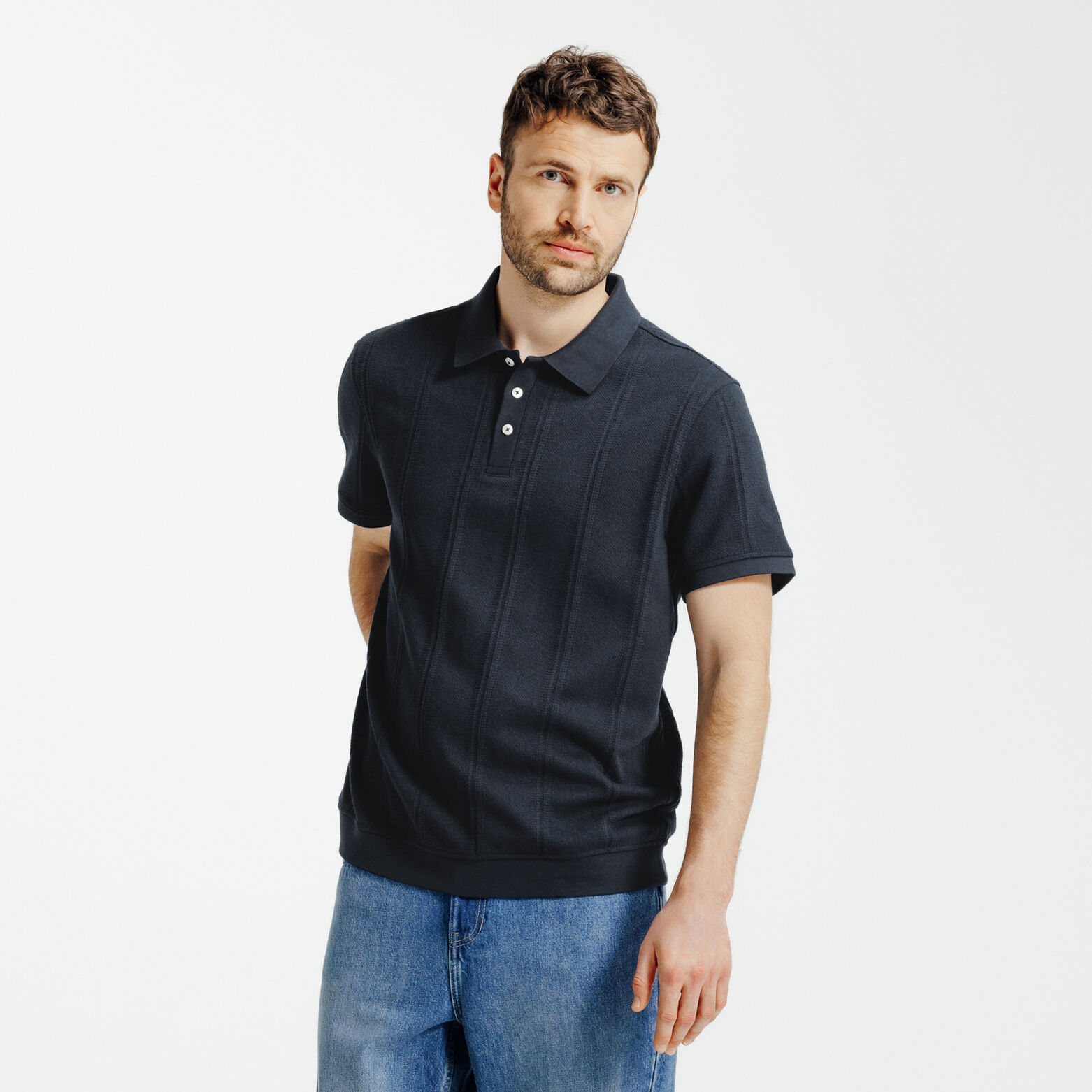 Polo manches courtes textur&eacute;