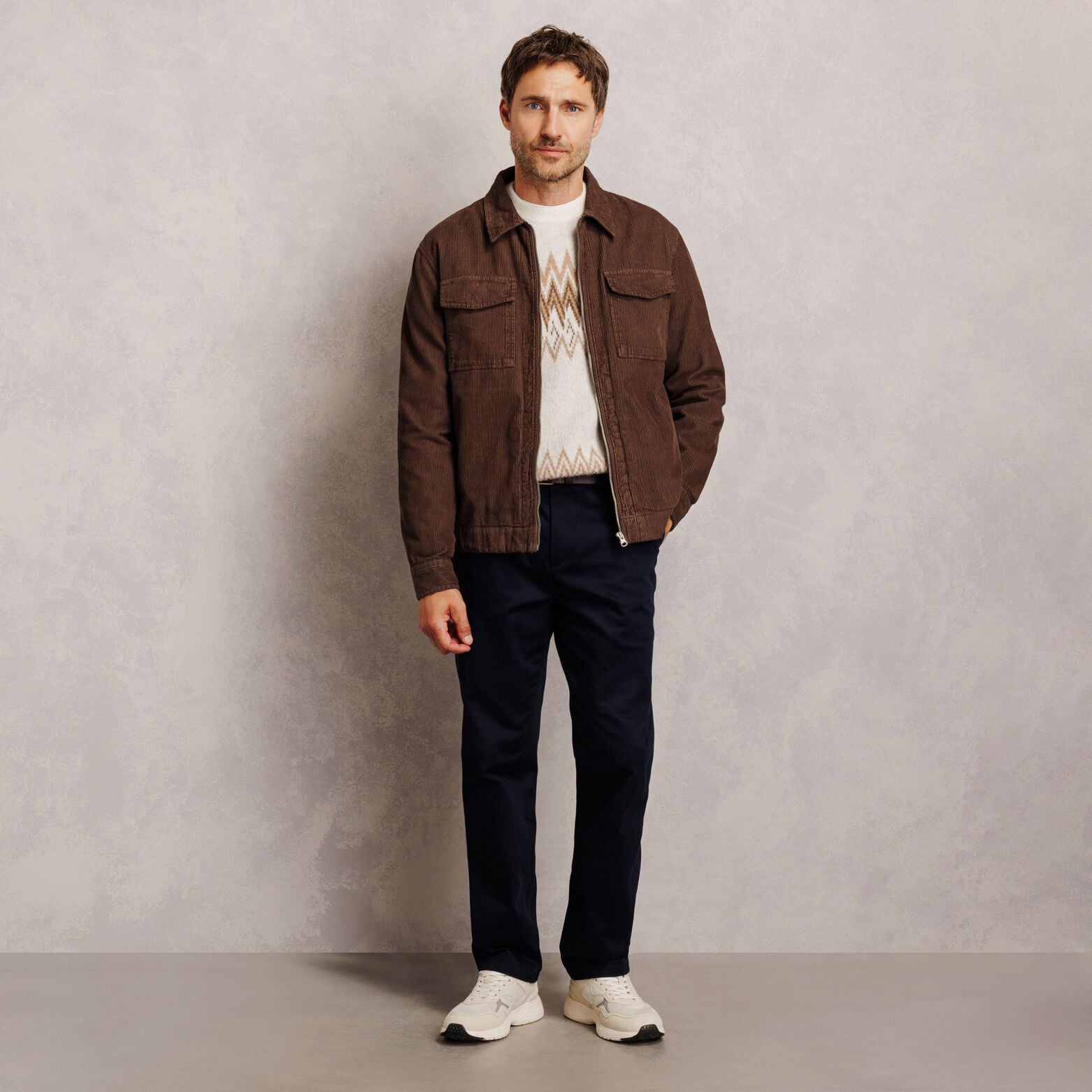Veste zipp&eacute;e en velours col chemise 100% coton