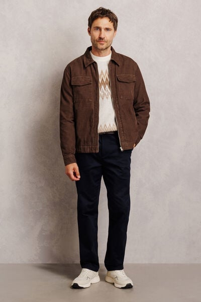 Veste zipp&eacute;e en velours col chemise 100% coton
