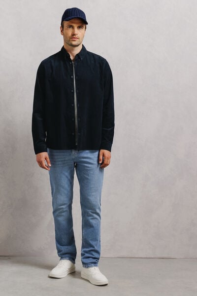 Chemise en velours c&ocirc;tel&eacute; unie 100% coton