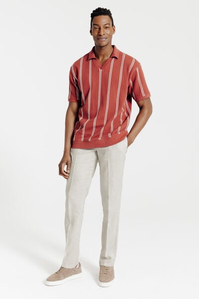 Pantalon chino straight 100% lin