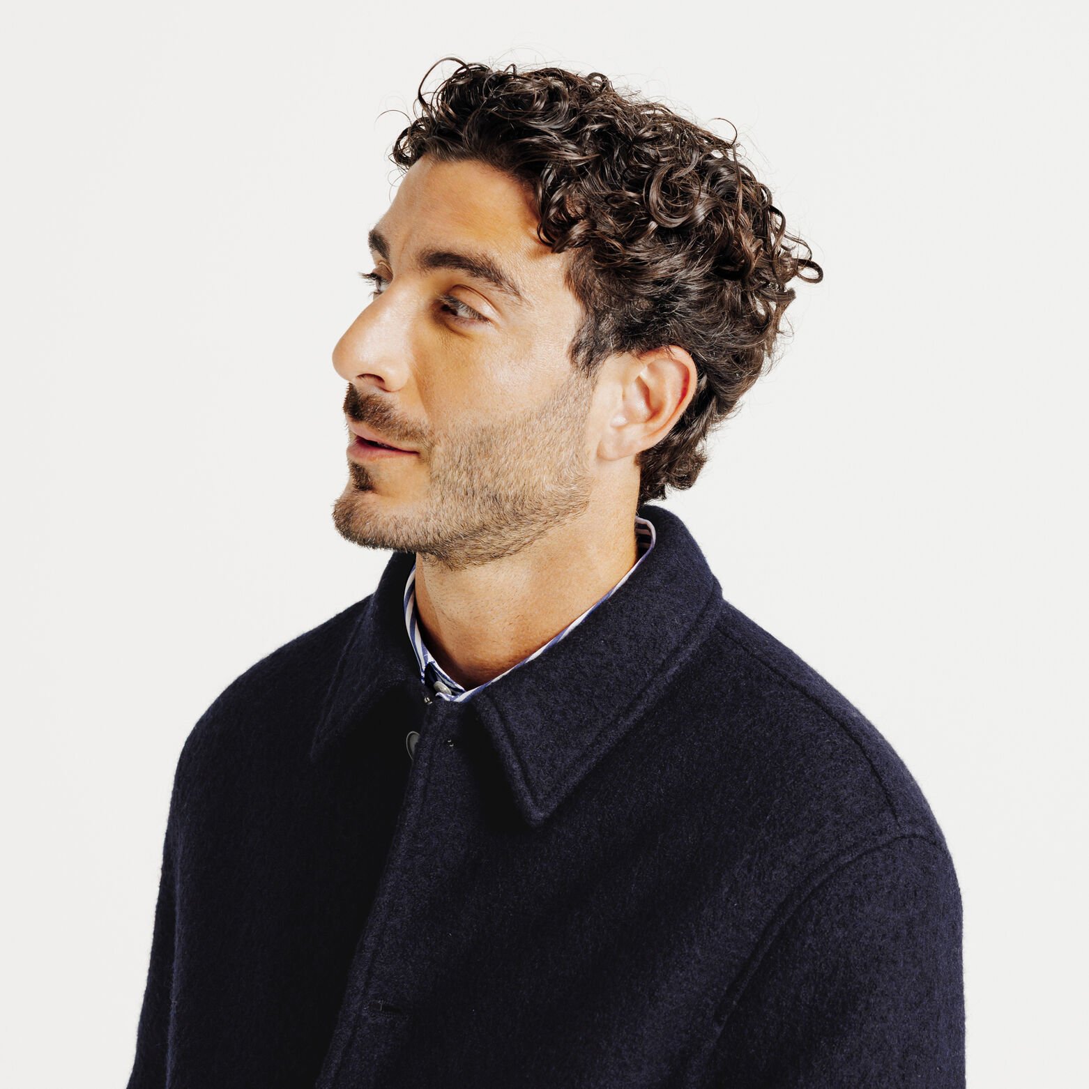 Jack met hemdskraag in wol