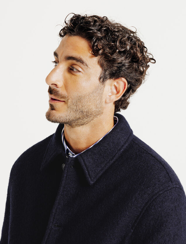 Blouson en laine col chemise