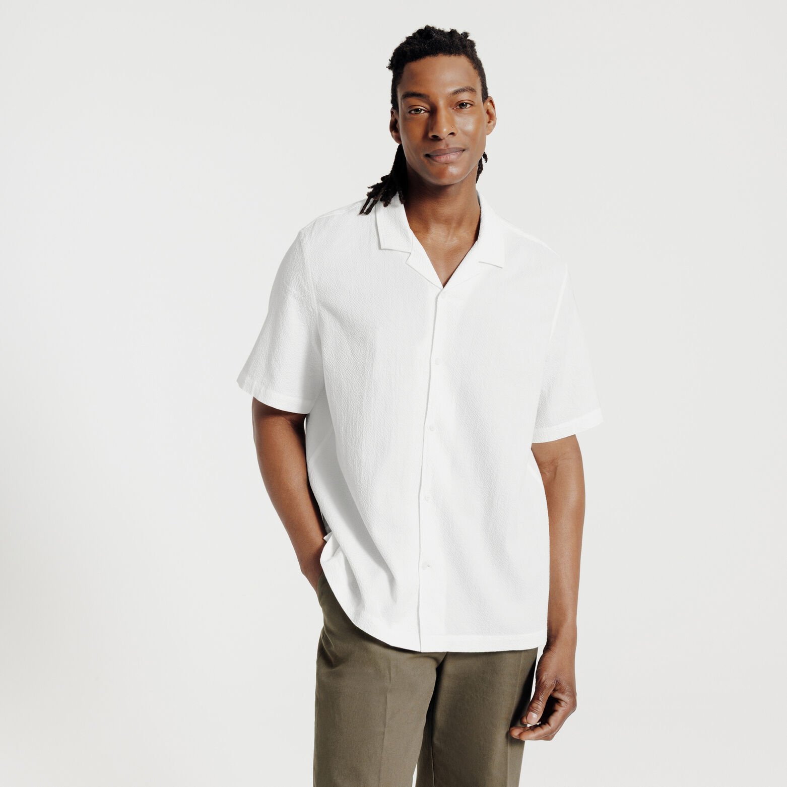 Chemisette en coton seersucker unie