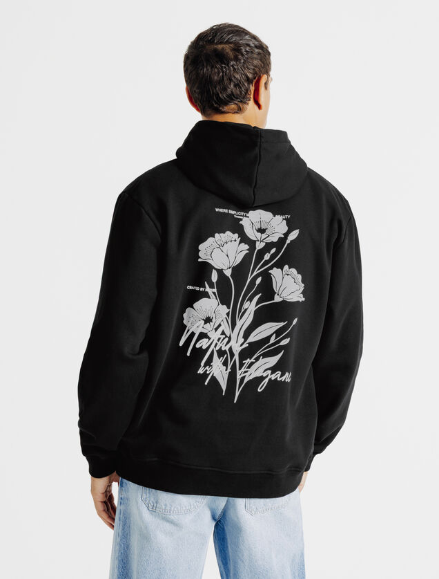 Sweat &agrave; capuche imprim&eacute; fleurs