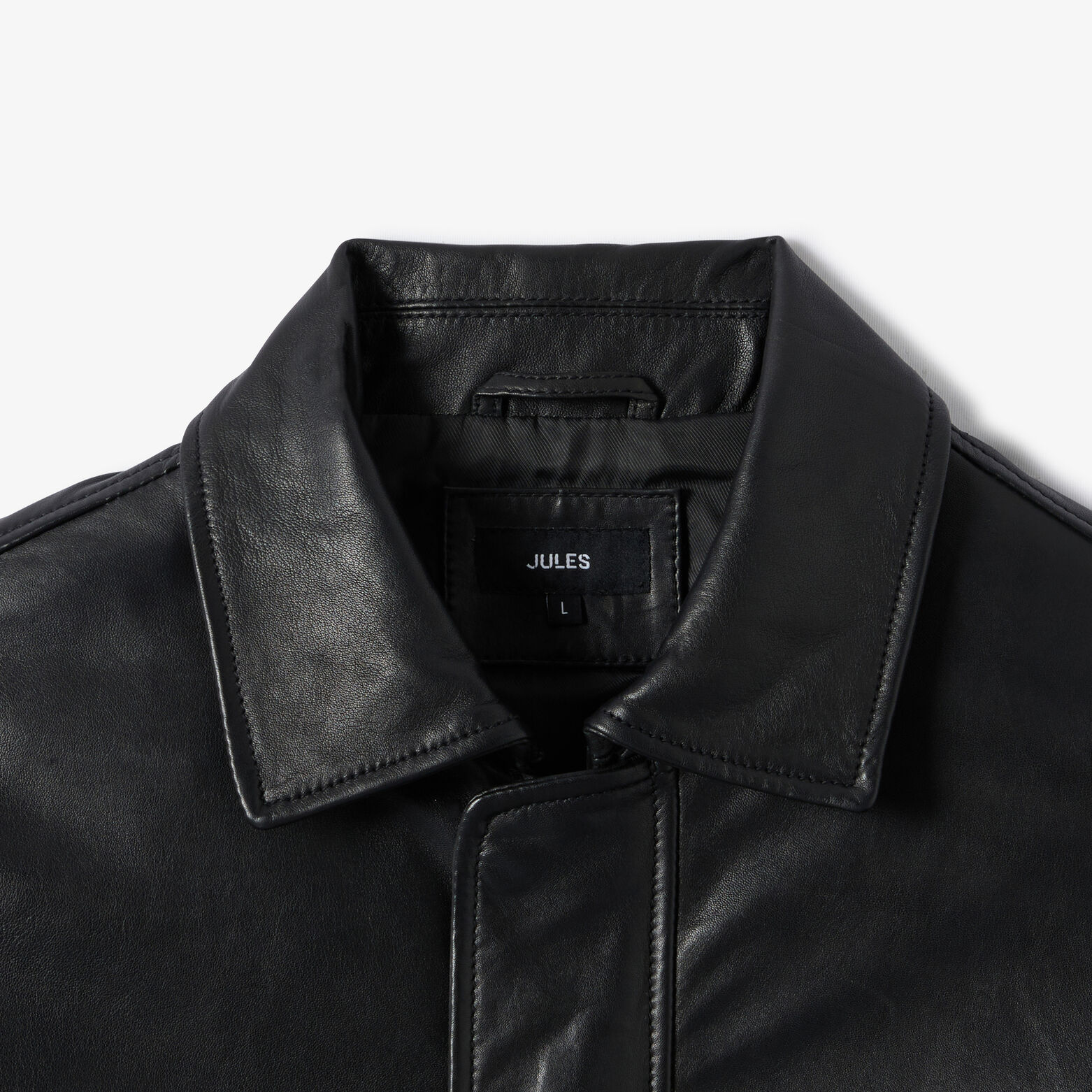 Blouson 100% leer met hemdkraag