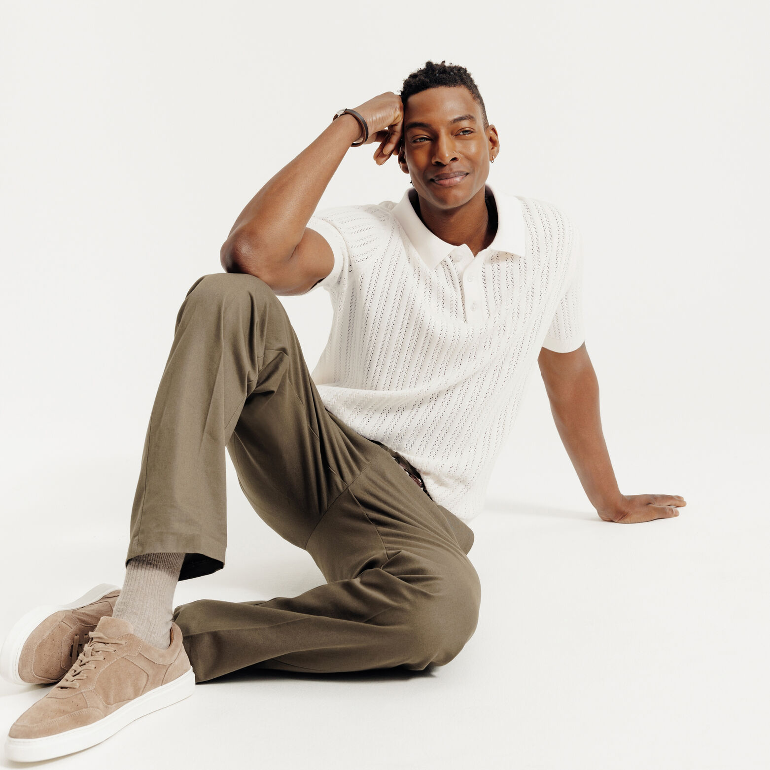 Polo en maille manches courtes jeux de points