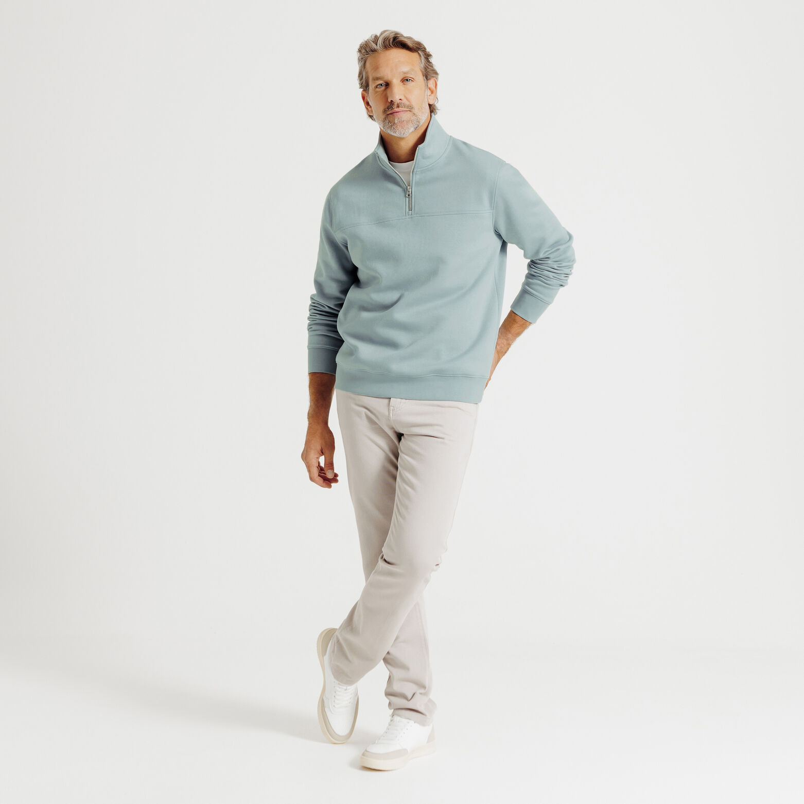 Effen sweater met opstaande ritskraag