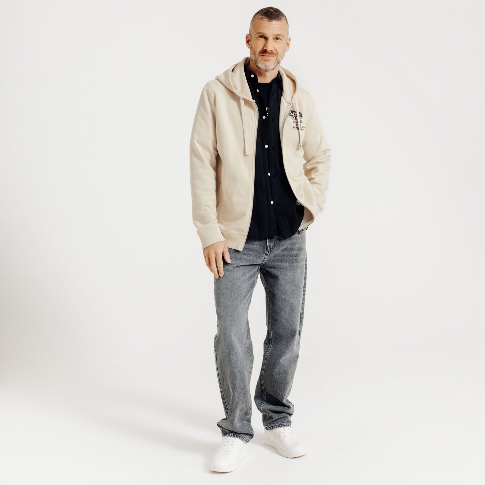 Sweat &agrave; capuche zipp&eacute; imprim&eacute;