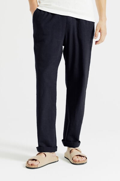 Loose fit broek, elastische tailleband in getextur