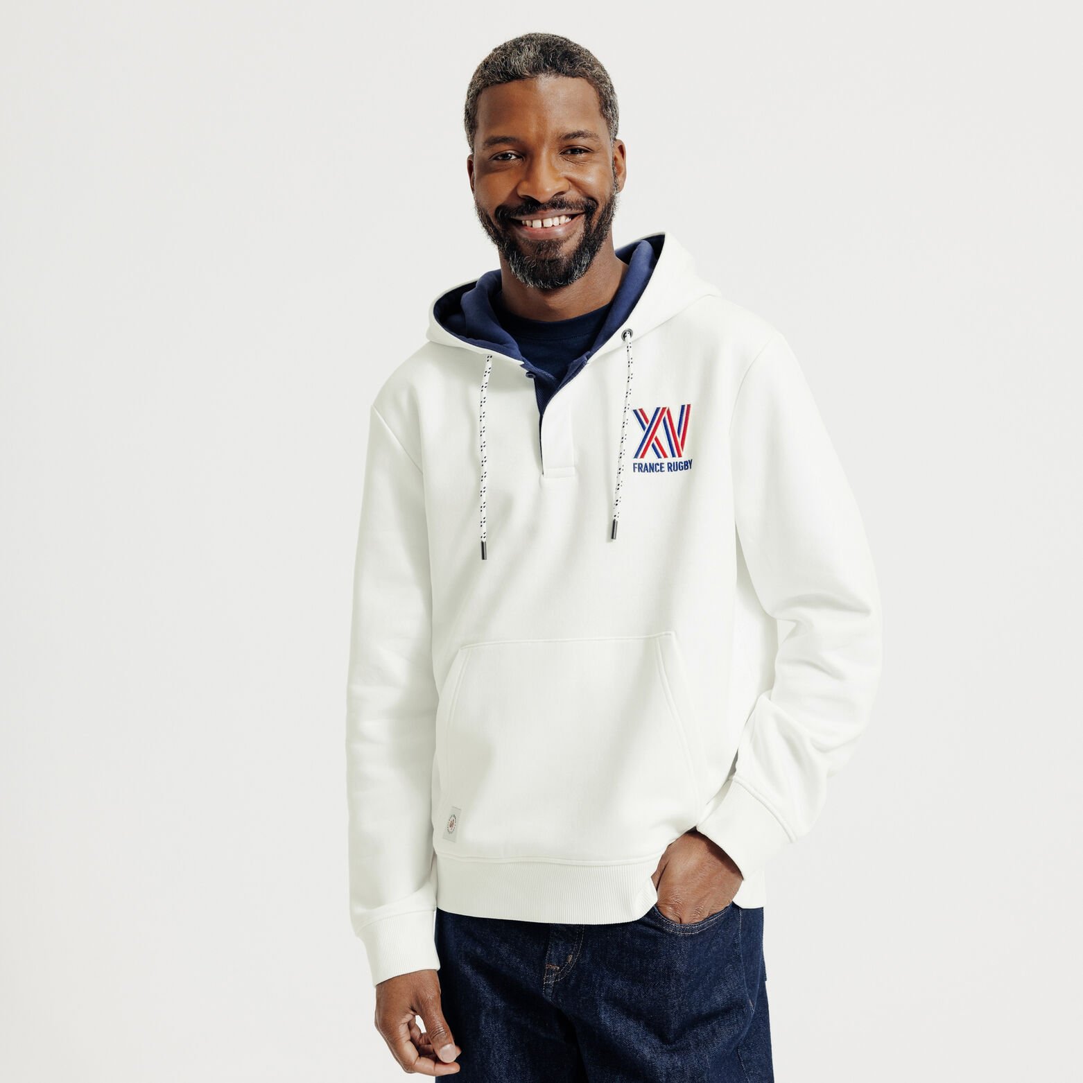 Sweat &agrave; capuche brod&eacute; licence France Rugby