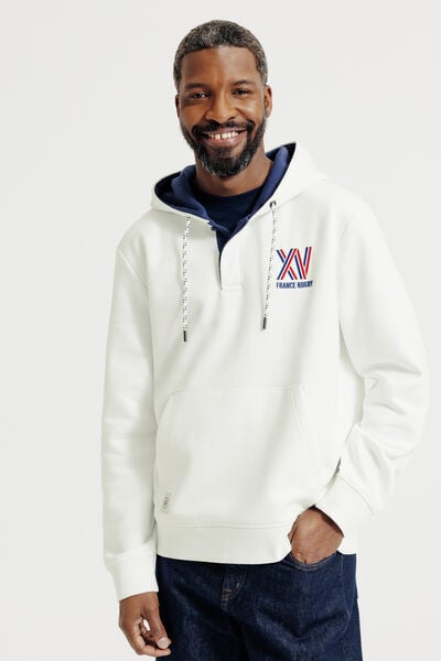 Sweat &agrave; capuche brod&eacute; licence France Rugby