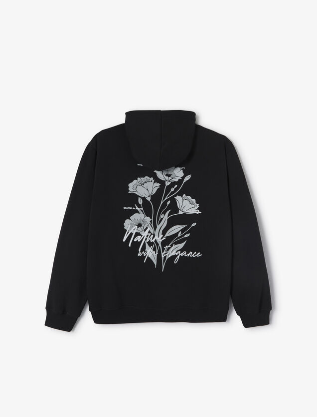 Sweat &agrave; capuche imprim&eacute; fleurs
