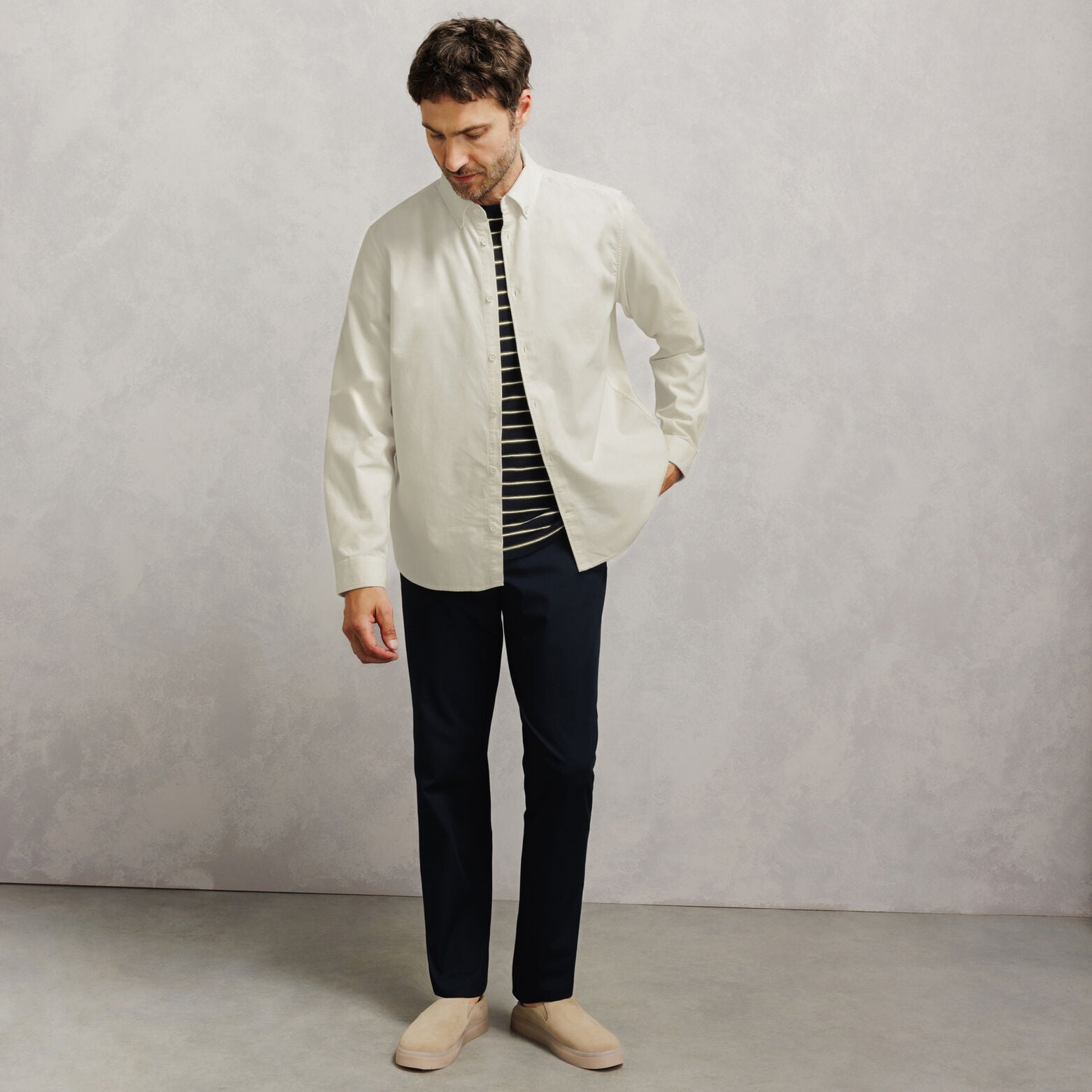 Chemise en velours c&ocirc;tel&eacute; unie 100% coton