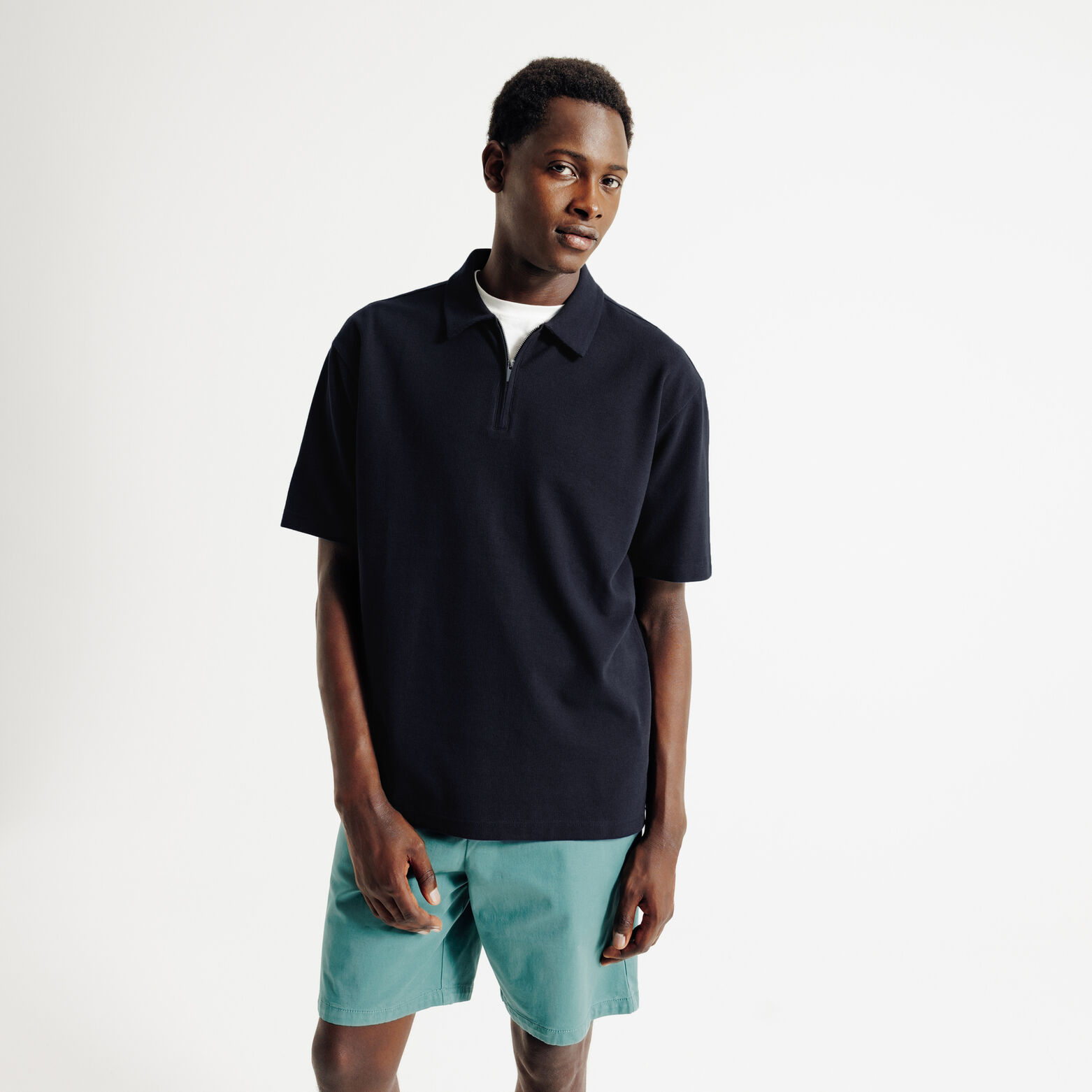Polo manches courtes col zippé