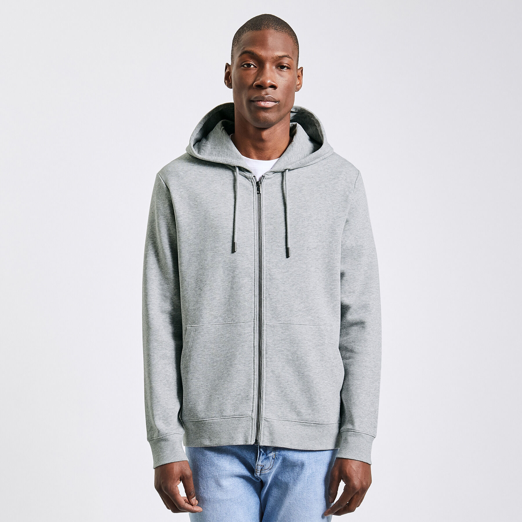 Sweat James Perse Homme XL - Marron - Zippé Intégral - 100% Coton - Ourlet Brut
