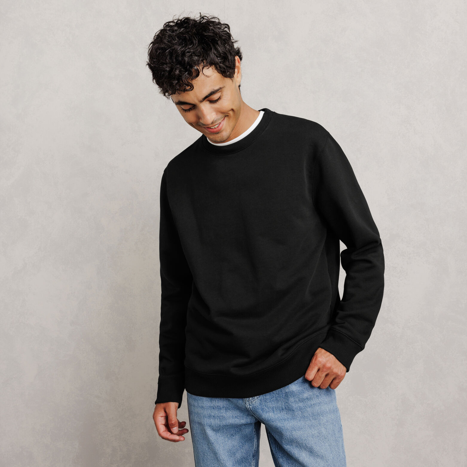 Sweat col rond  molleton uni
