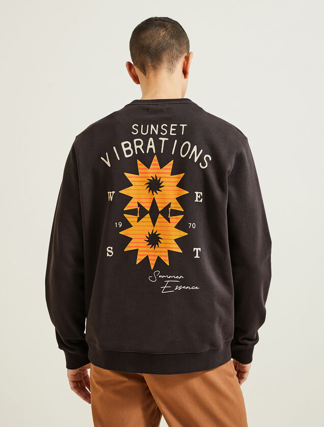 Sweat ras de cou animation devant/dos  soleil