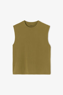 Effen mouwloos hemdje met ronde hals in katoen