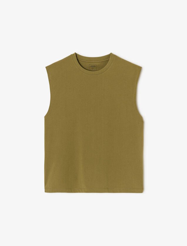 Effen mouwloos hemdje met ronde hals in katoen