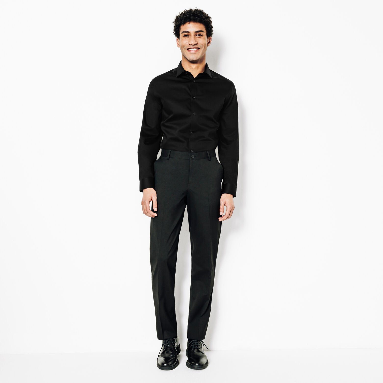 Slim effen strijkvrij hemd in katoen