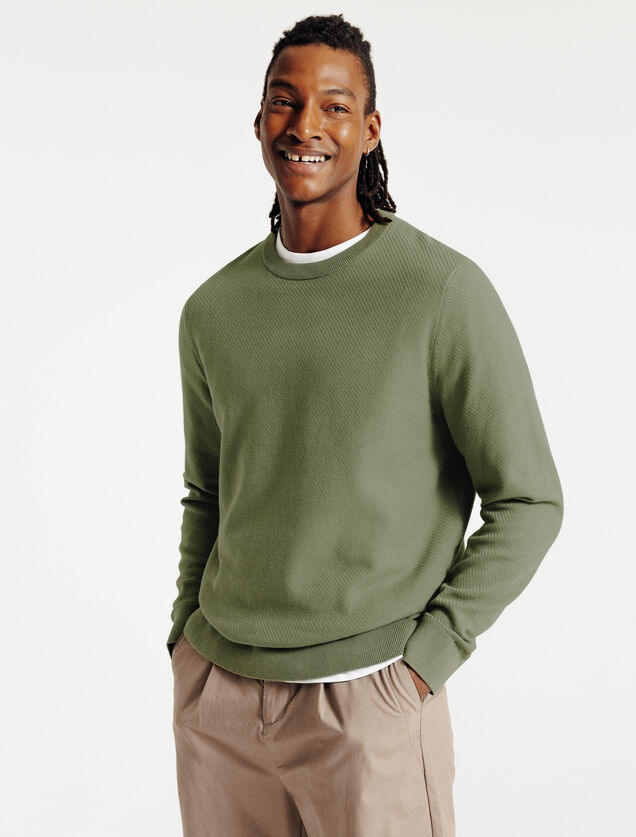 Trui ronde hals in fantasie-stekenpatroon