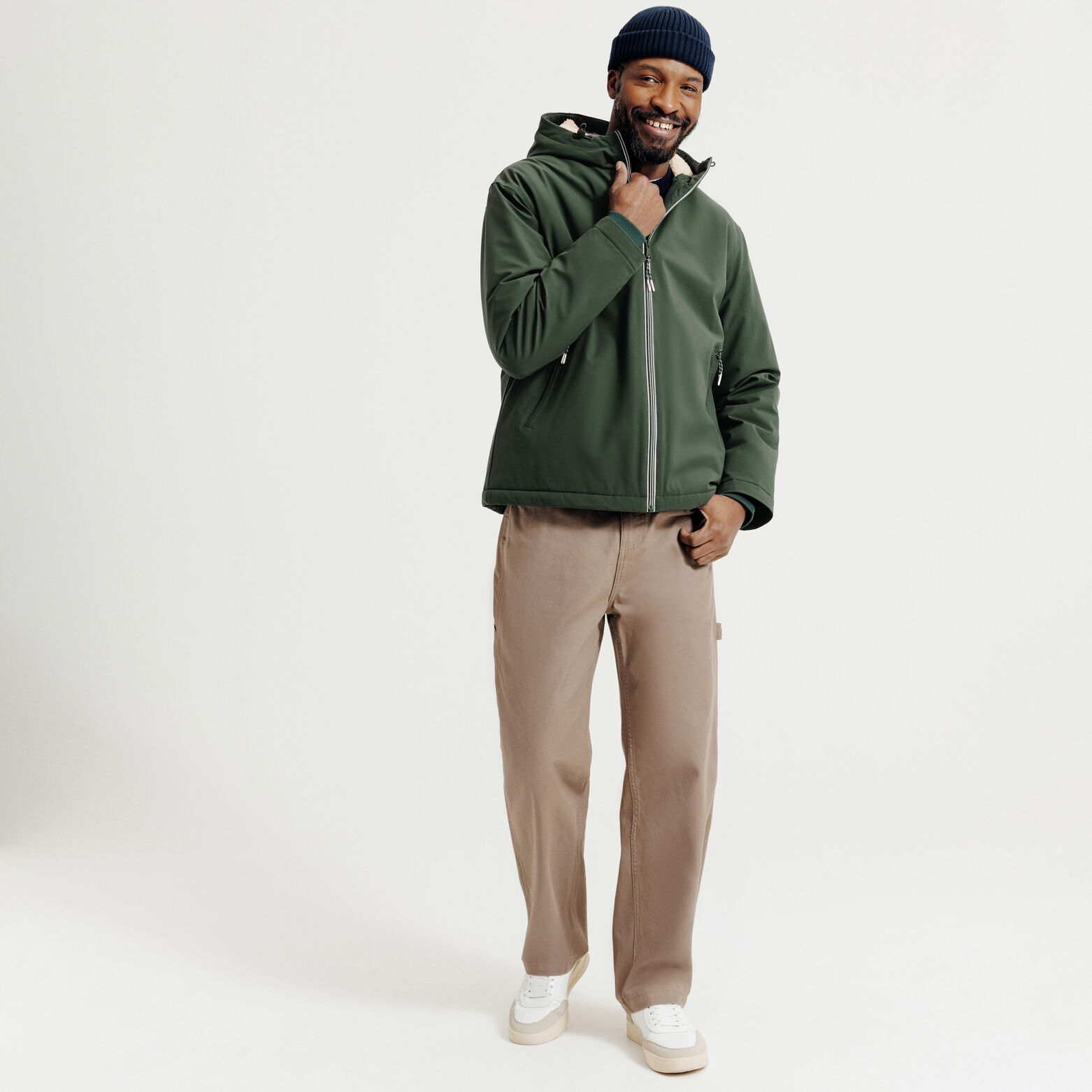 Blouson &agrave; capuche doubl&eacute; en sherpa