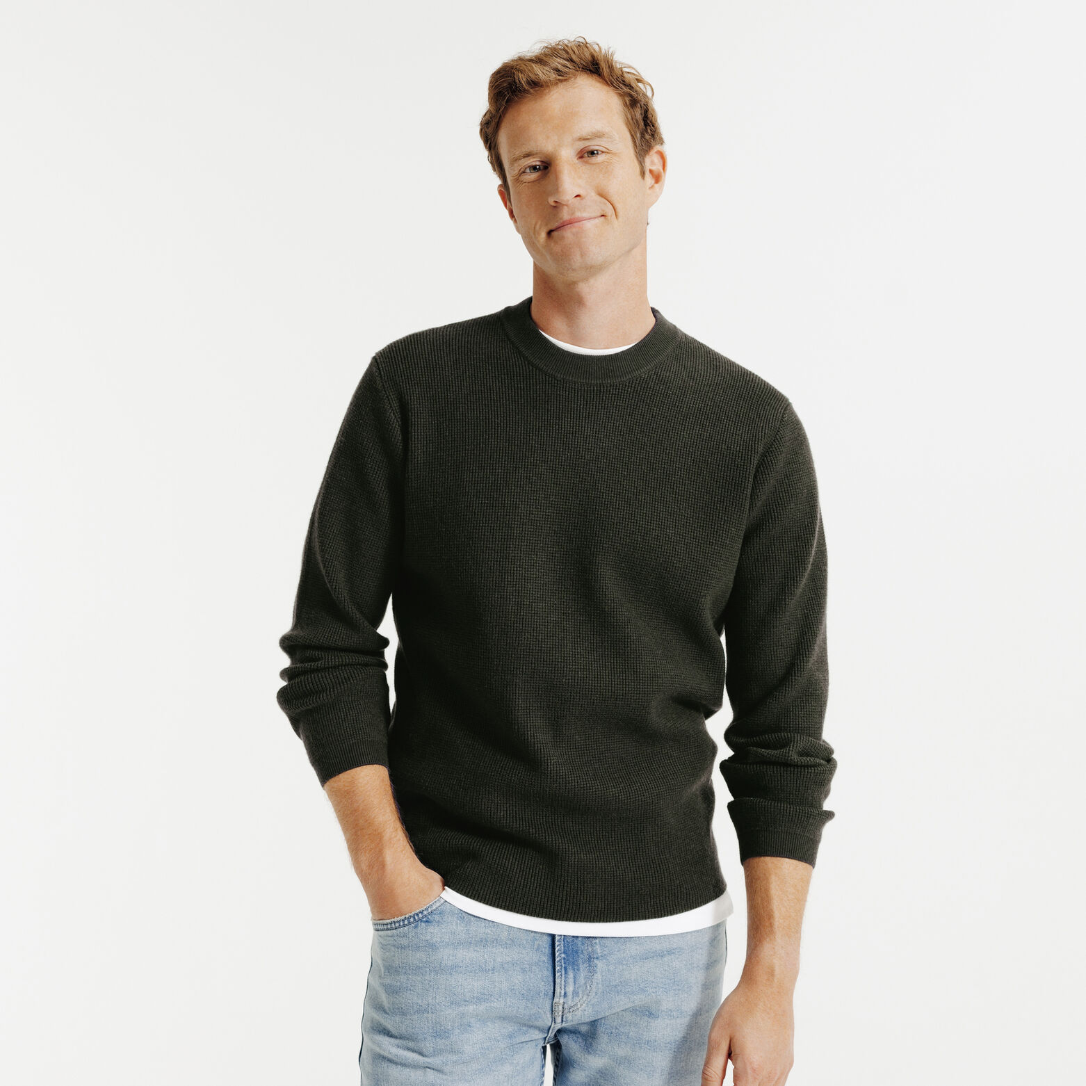 Trui ronde hals in fantasie-stekenpatroon