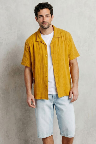 Chemisette en gaze de coton col requin