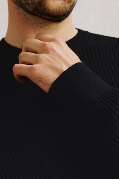 Pull col rond 100% coton point fantaisie