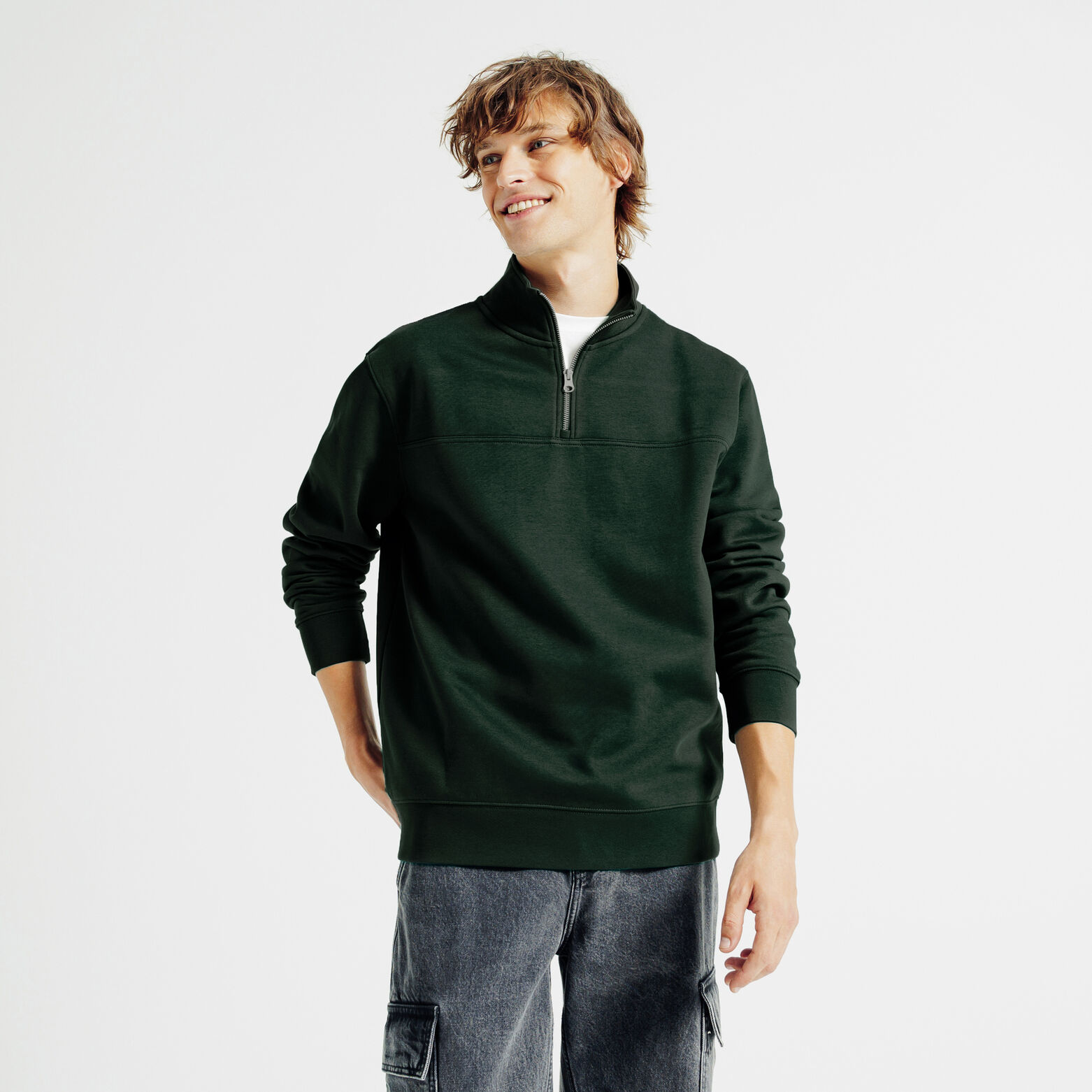 Sweat col montant zippé uni