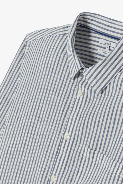 Gestreept hemd in katoen en linnen