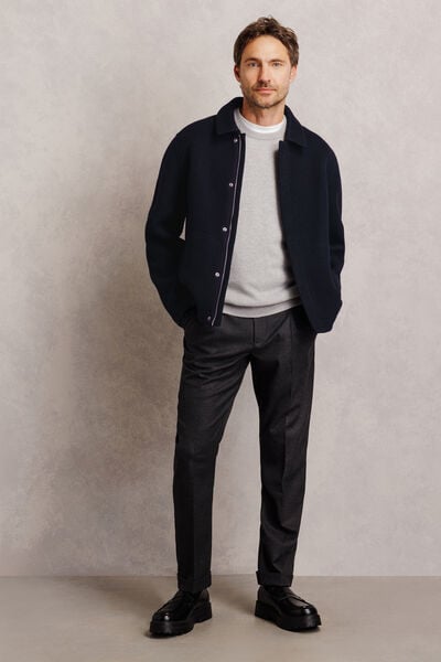 Veste col chemise zipp&eacute;e en molleton