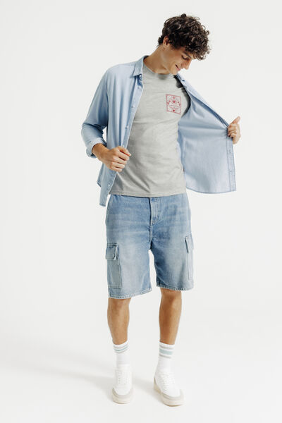 Tee shirt imprim&eacute; palmier col rond