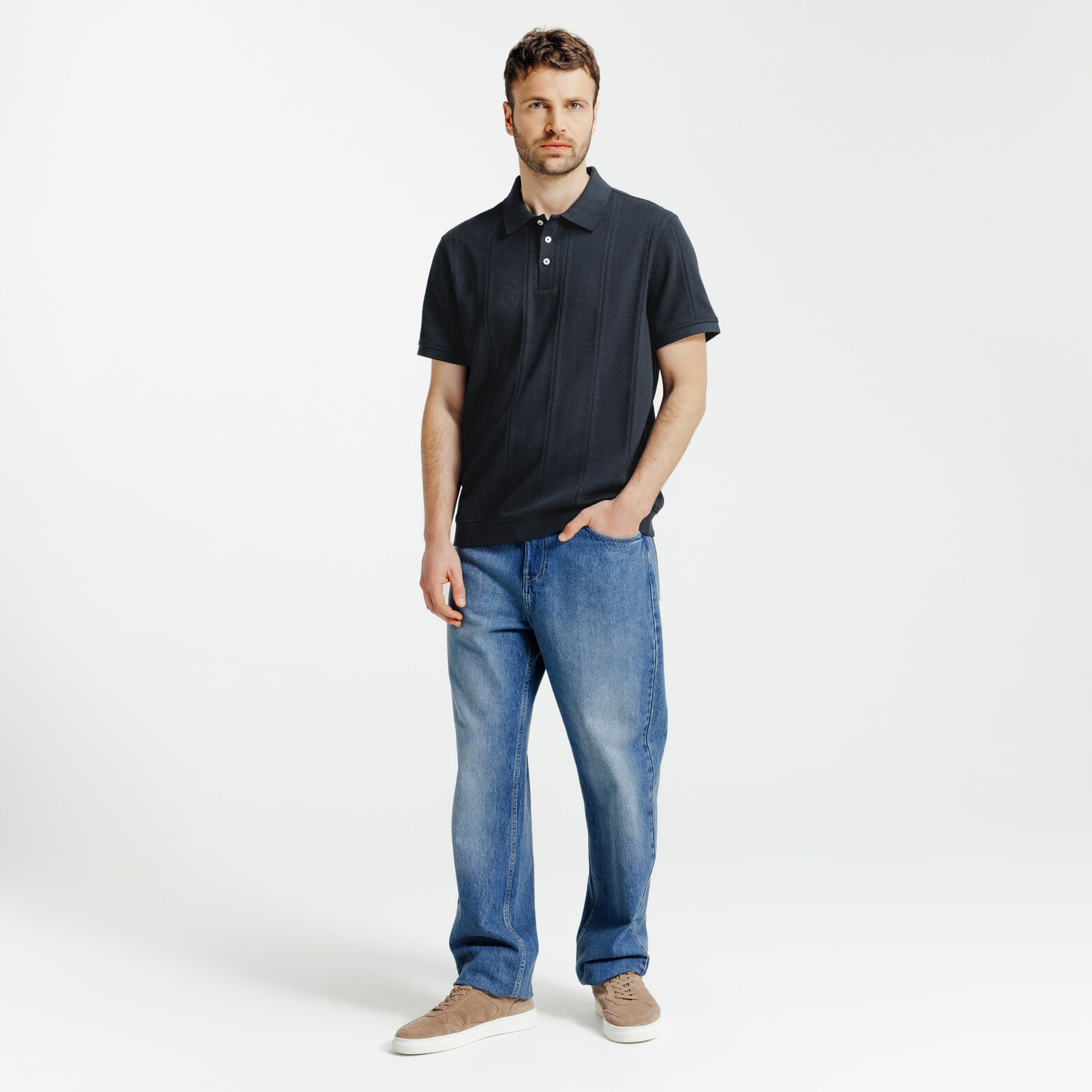 Polo manches courtes textur&eacute;