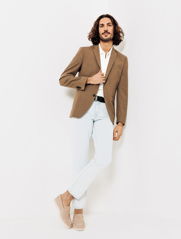 Polo manches courtes textur&eacute; col zipp&eacute;