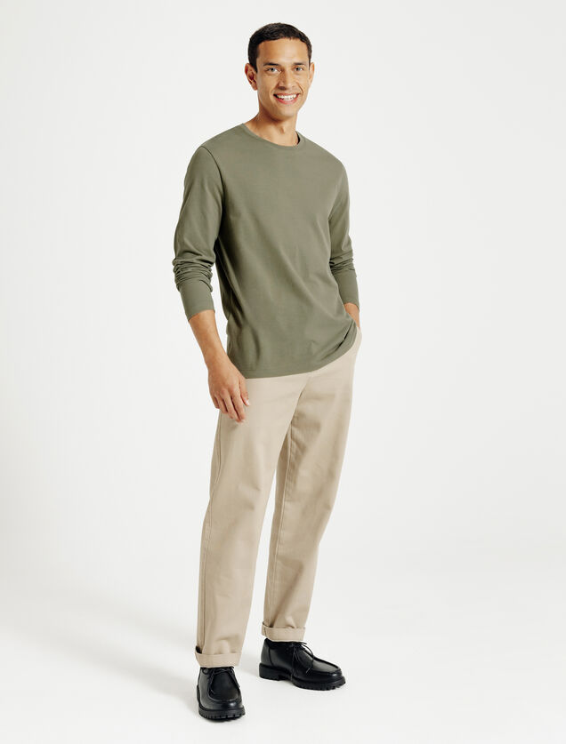 Slim basic T-shirt met ronde hals