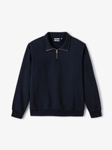 Sweat col montant zipp&eacute; molleton uni