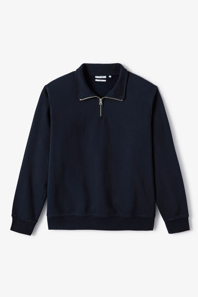 Sweat col montant zipp&eacute; molleton uni