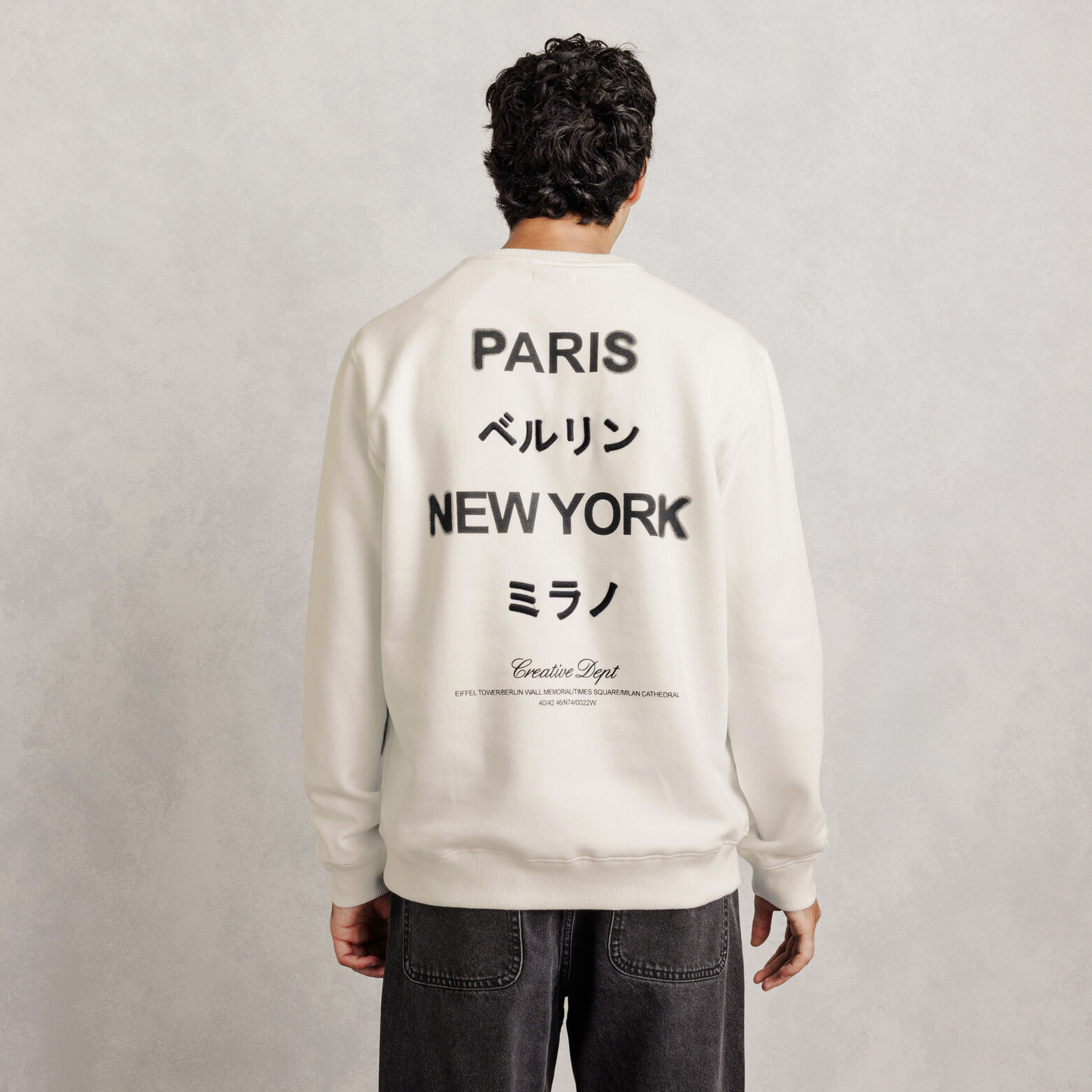 Sweat col rond imprim&eacute; devant dos