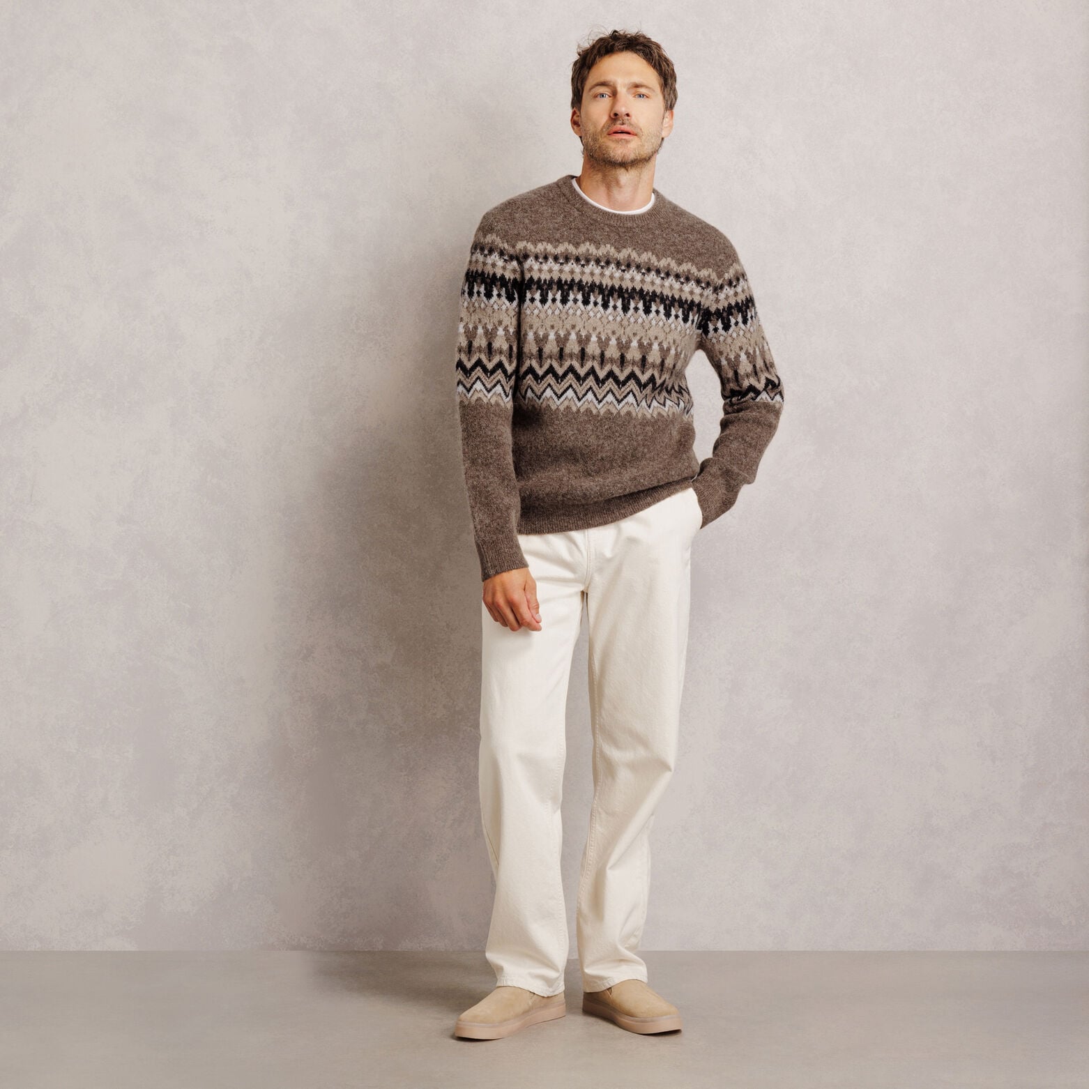 Pull col rond jacquard