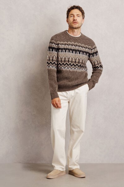 Pull col rond jacquard