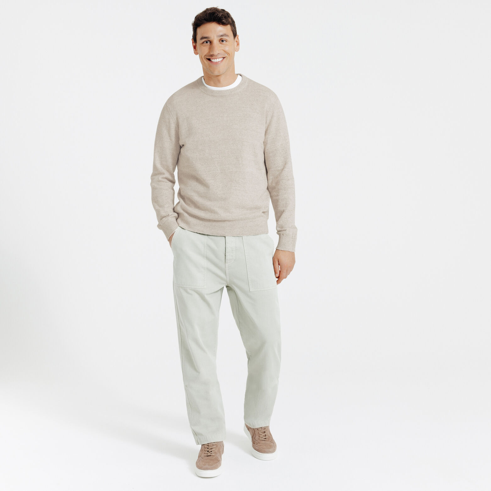 Trui ronde hals in fantasie-stekenpatroon