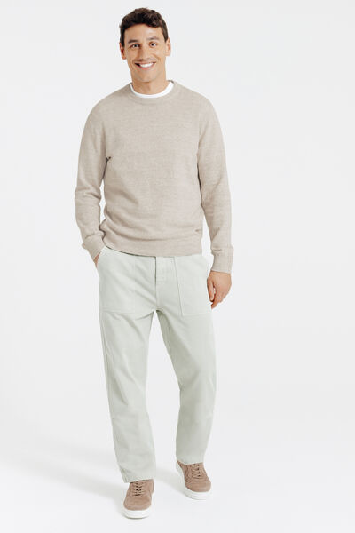 Trui ronde hals in fantasie-stekenpatroon